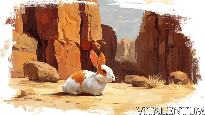 Desert Canyon Rabbit Art AI Image