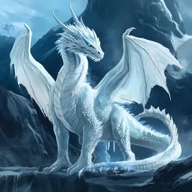 White Dragon in Winter Landscape