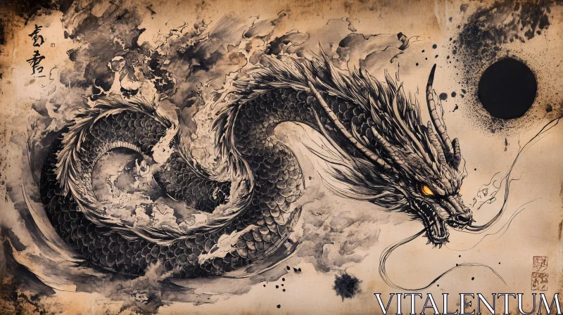 AI ART Ancient Dragon in Ink Wash Style