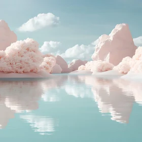 Tranquil Pink Rock and Water Scene