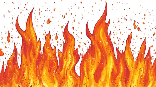 Fiery Scene with Rising Flames and Embers