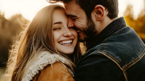 Radiant Couple Smiling in Sunlight