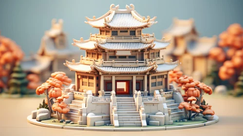 Intricate Asian Pagoda Model