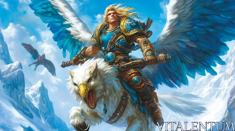 Griffon Rider in the Sky AI Image