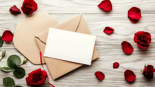 Romantic Roses and Envelope Still Life