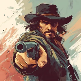 Western Gunslinger Digital Artwork