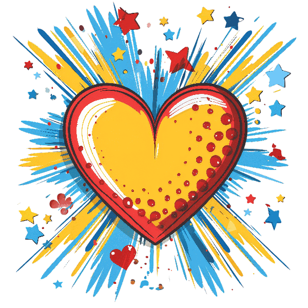 Vibrant Pop Art Heart T-shirt Design