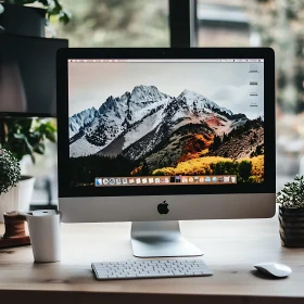 Sleek Desktop Computer with Mountain View