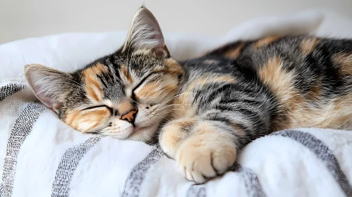 Sleeping Kitten in Cozy Blanket