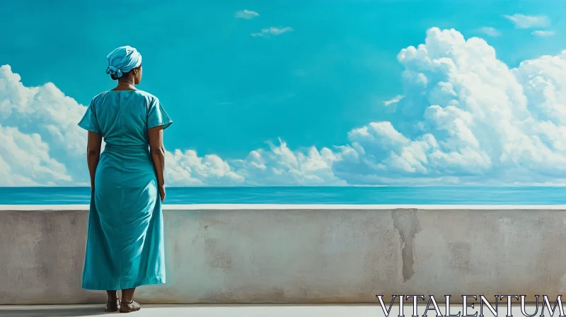 Contemplation by the Sea AI Image