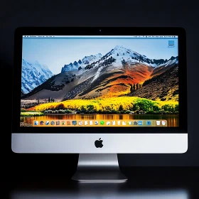 Modern Desktop Computer with Vibrant Mountain Scenery