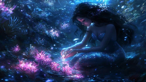 Mystical Mermaid with Glowing Object