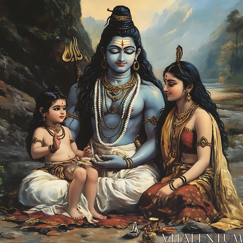 Divine Family in Tranquil Setting AI Image