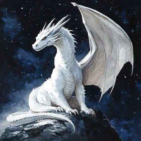 Fantasy Dragon Art: White Dragon Portrait