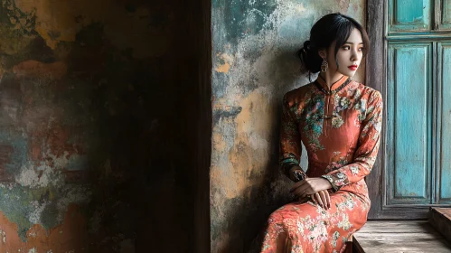Portrait of a Woman in Floral Dress