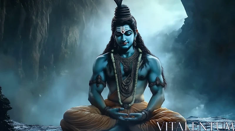 Serene God in Yoga Position Art AI Image