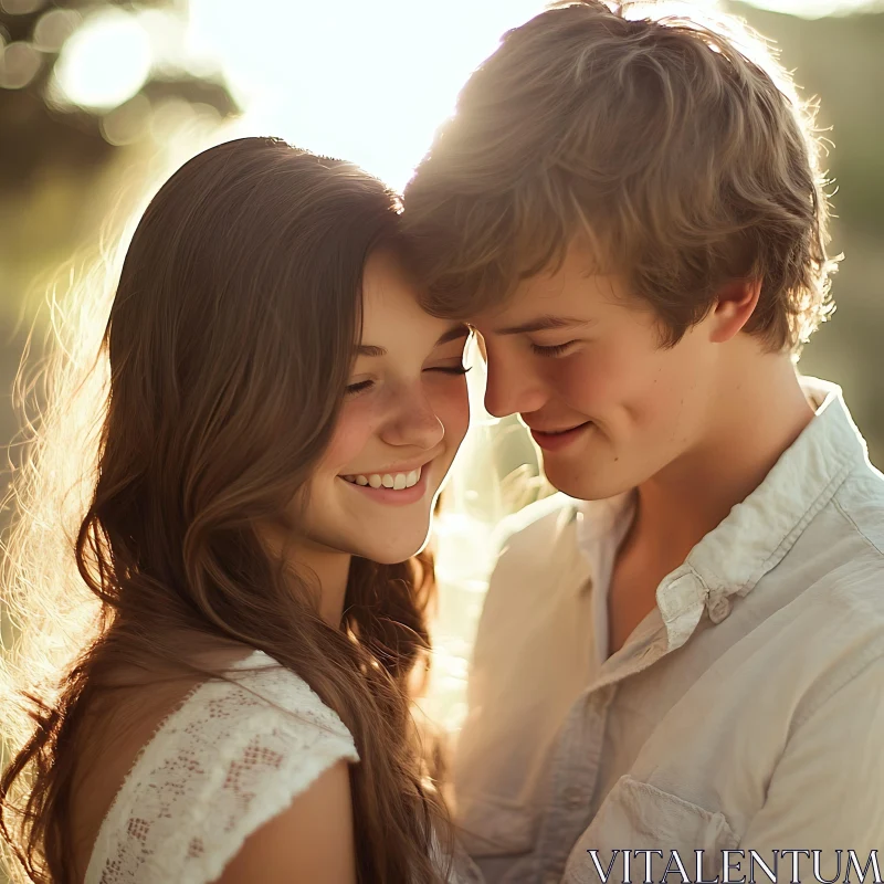 Young Couple in Love: Soft Light Portrait AI Image