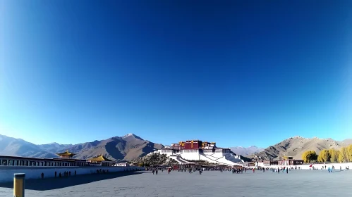 Tibet's Potala Palace Under Blue Sky