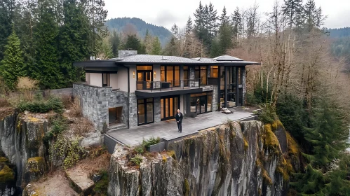 Luxury House on a Cliff's Edge with Forest Views