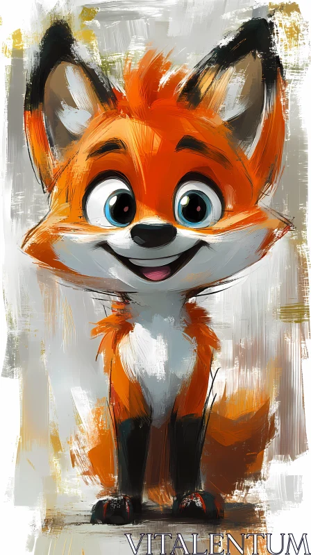 Whimsical Cartoon Fox Art AI Image