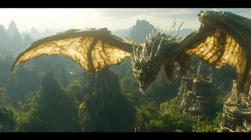 Dragon Soaring Above Verdant Kingdom