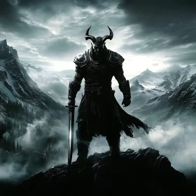 Dark Warrior on Mountain Peak