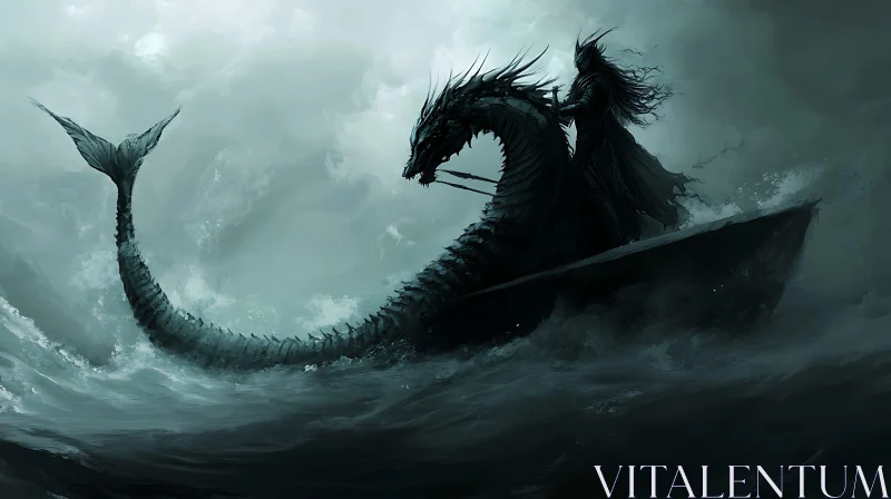 AI ART Sea Serpent and Dark Rider