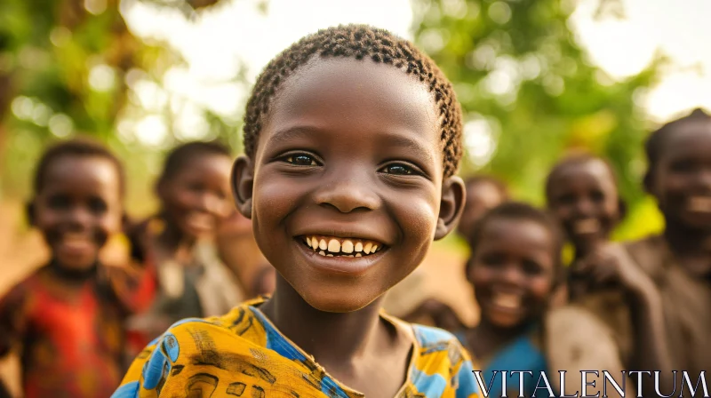 Joyful Child Portrait with Smiling Friends AI Image