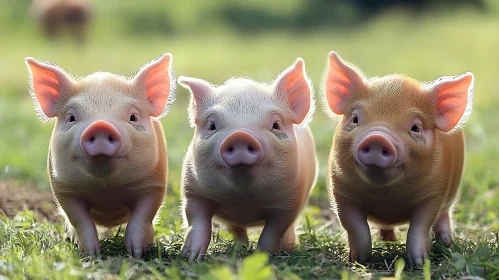 Inquisitive Piglets on a Farm