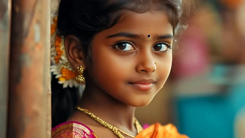 Young Girl in Traditional Indian Attire