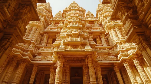 Intricate Carvings on Ancient Temple Facade