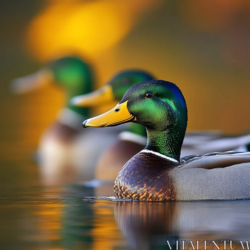 Three Ducks Swimming in Harmony AI Image