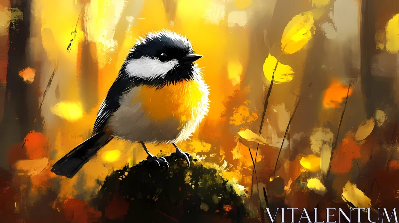 Bird and Autumn Foliage AI Image