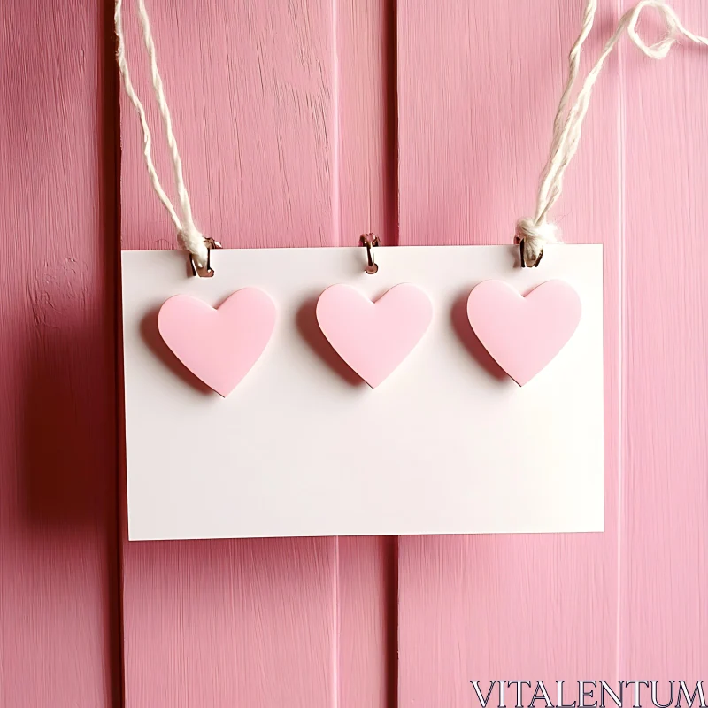 AI ART Hearts on Pink Wood