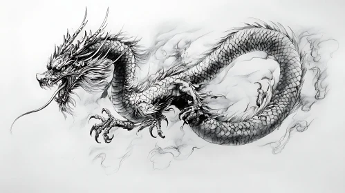 Monochrome Dragon Sketch