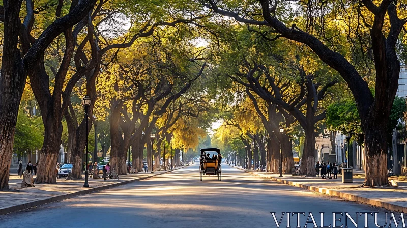 AI ART Tree-lined Street with Carriage Ride