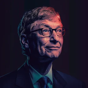 Close-Up Artistic Portrait of Bill Gates