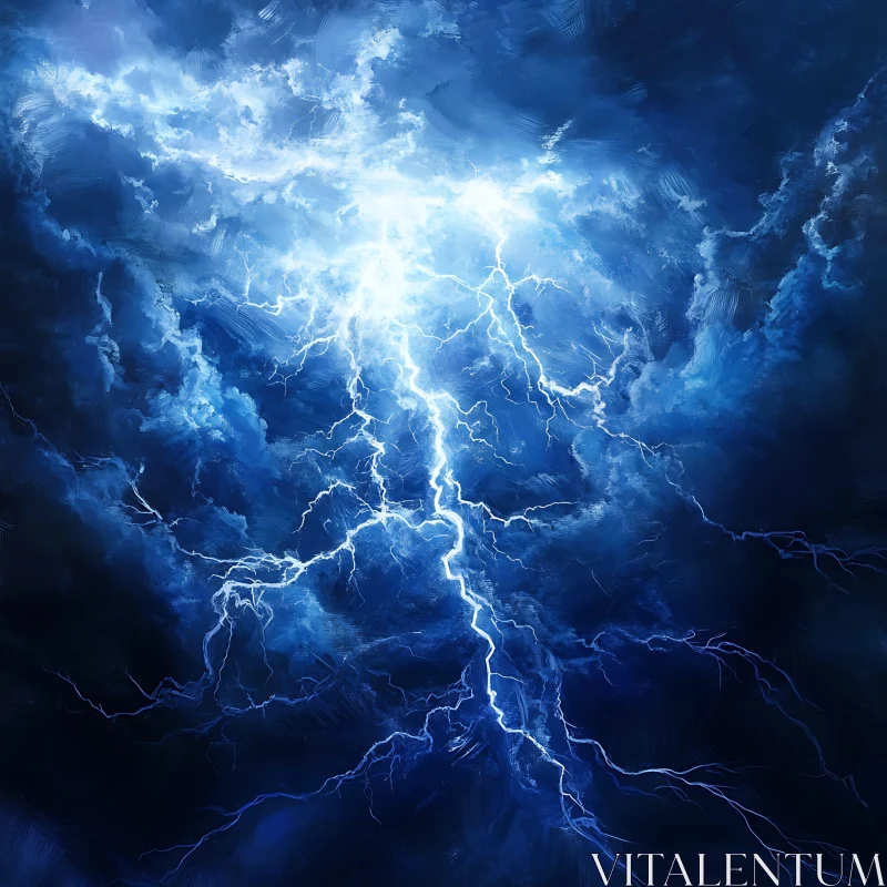 Powerful Lightning Storm Art AI Image