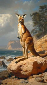 Kangaroo on Rocky Shore