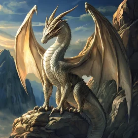 Fantasy Dragon on Rocky Outcrop