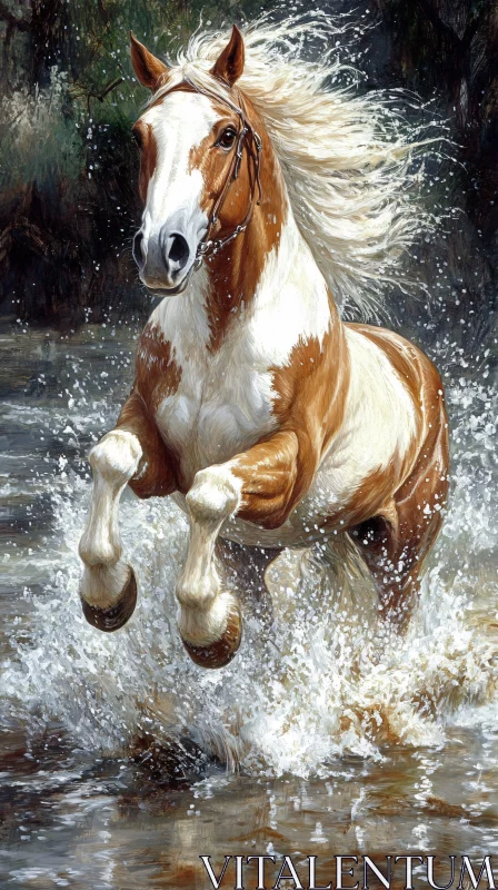 AI ART Galloping Horse in Water