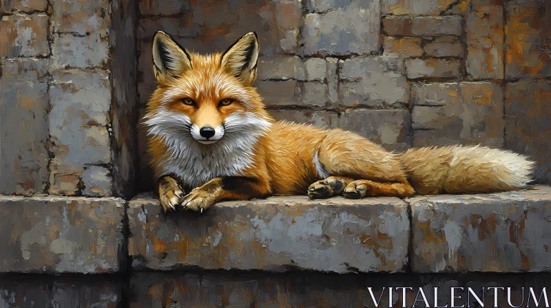 Graceful Fox in Textured Wildlife Art AI Image