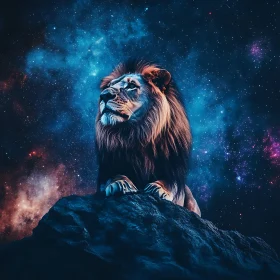 Lion Gazing at the Stars