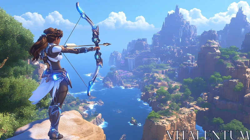 AI ART Fantasy Archer Overlooking Vast Expanse