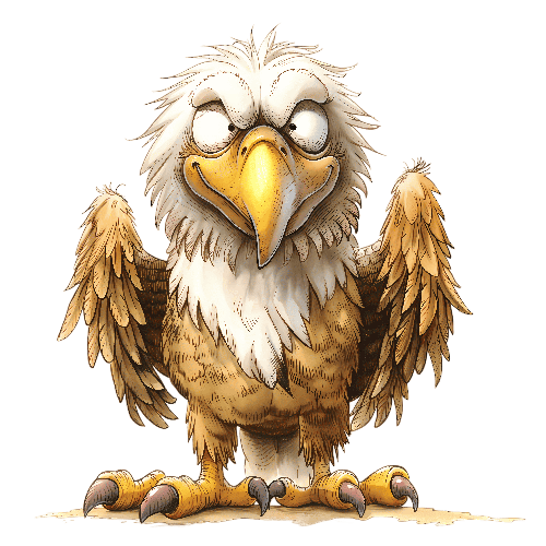 POD Design Cartoon Eagle with Grumpy Expression T-Shirt Design