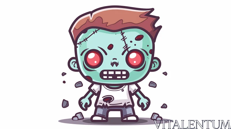 AI ART Cartoon Illustration of a Zombie Boy for Kids' Media