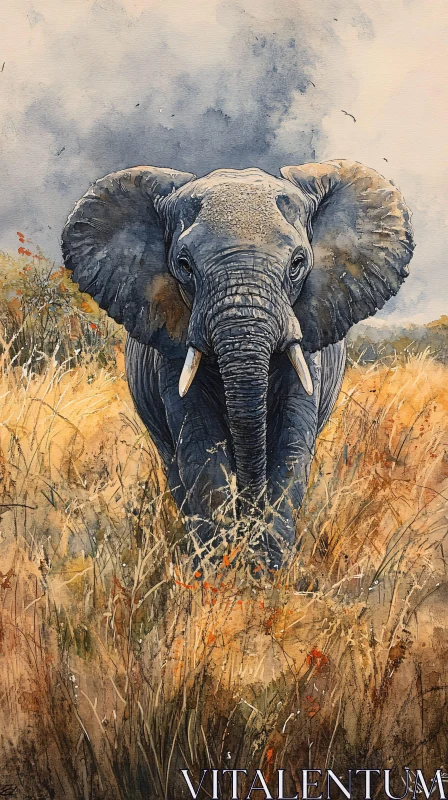 Elephant in the Wild AI Image