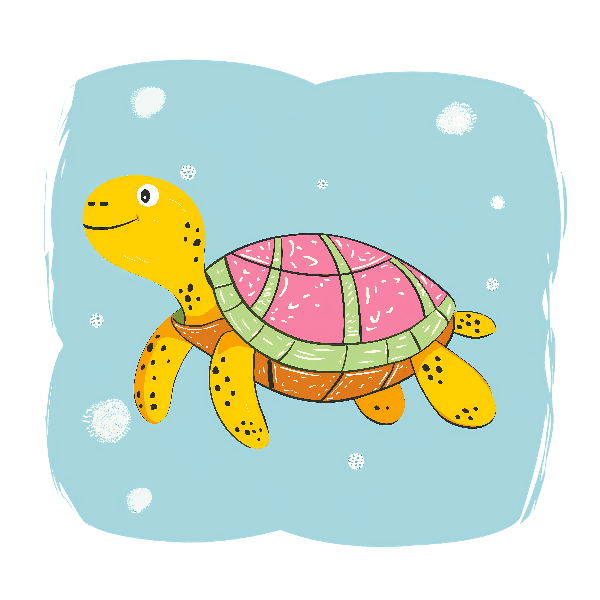 Whimsical Turtle Illustration POD Design