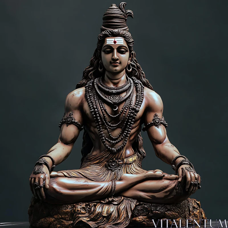 Sculpture of Shiva in Deep Meditation AI Image