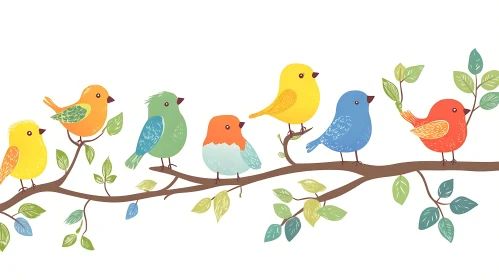 Whimsical Bird Lineup Art